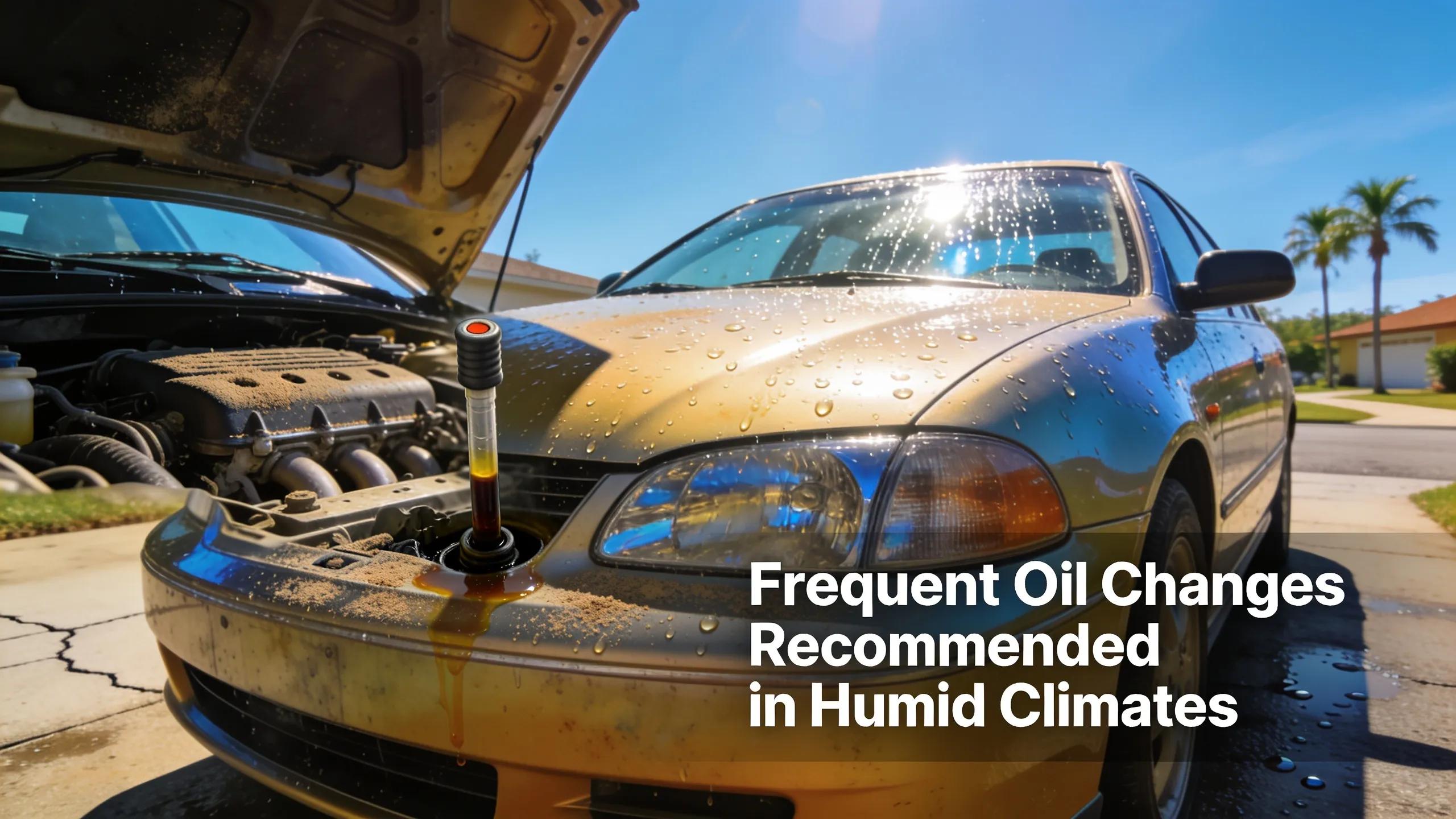 Car in humid Tampa Bay environment, illustrating the impact of climate on oil change frequency.